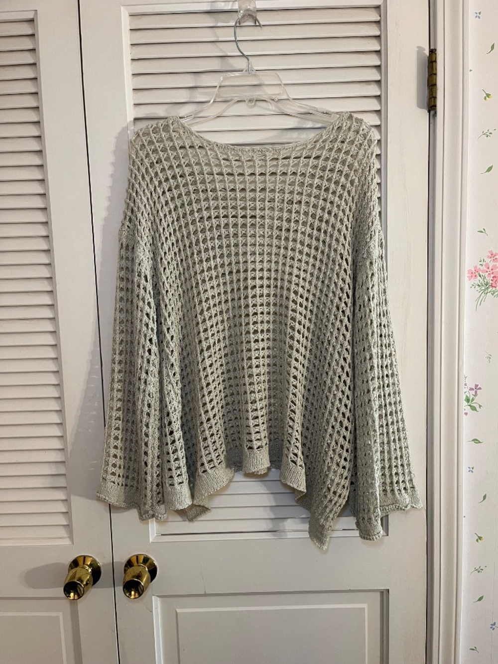 POL Crochet Mesh Oversized Boho Top Beige Size L - Picture 2 of 8